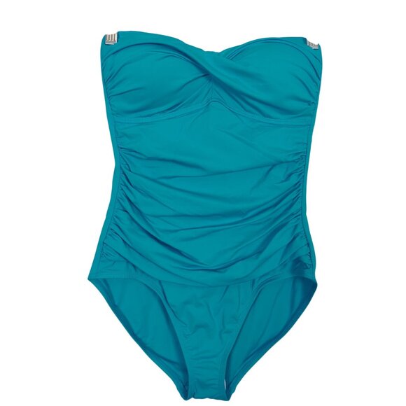 Anne Cole Women's Live In Color Twist Front Shirred One Piece blue Swimsuit Sz 6 - Picture 4 of 10